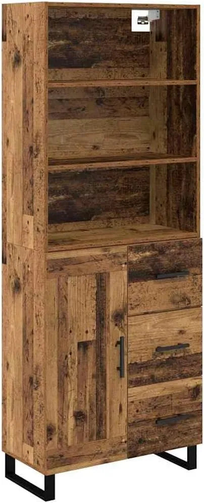 High Board o wyglądzie dębu — z drewna, 69, 5 × 34 × 180 cm