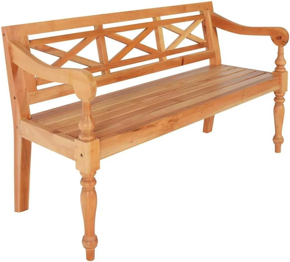 Batavia ławka 123 cm – z drewna, z podłokietnikami
