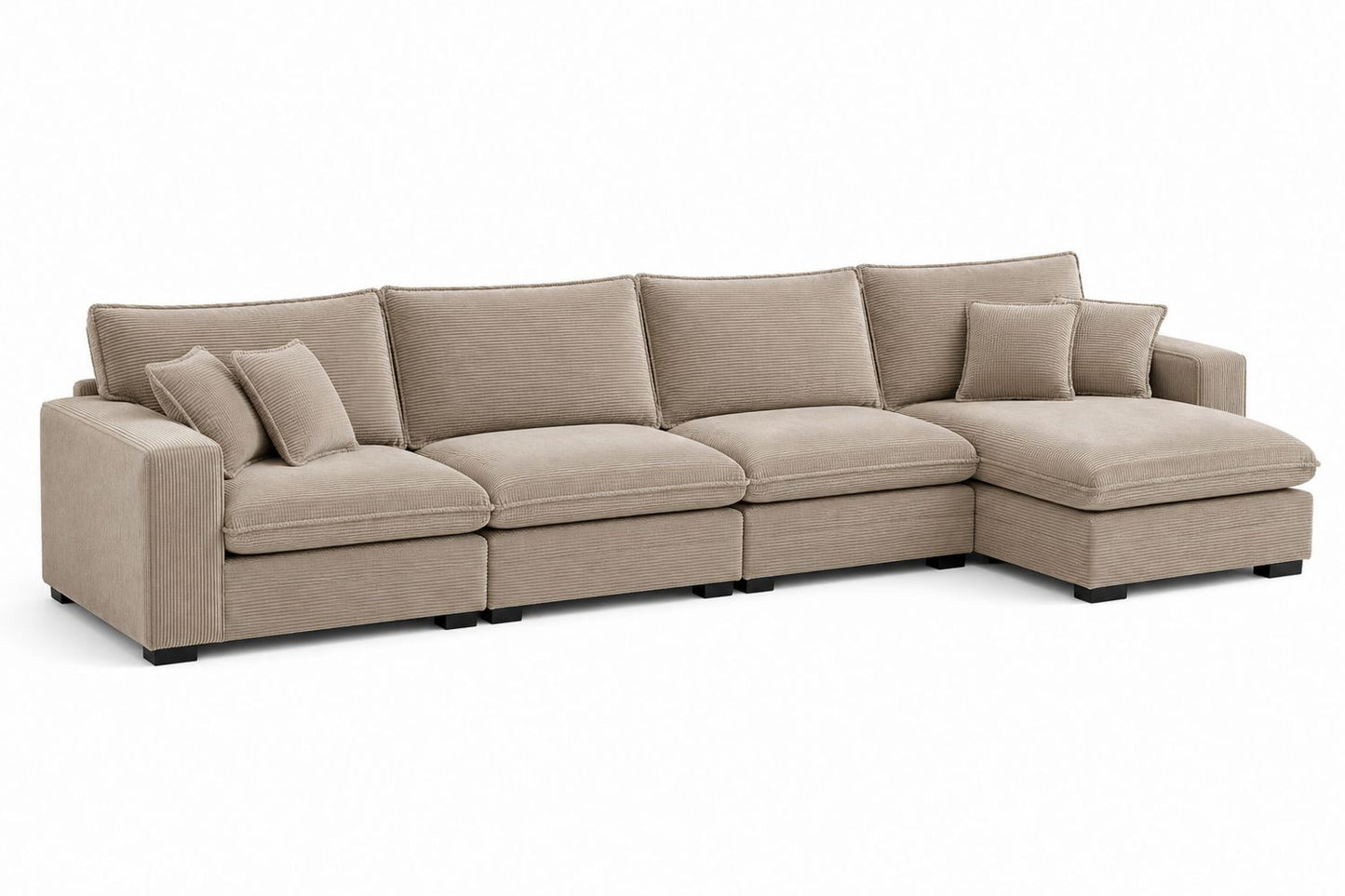 Narożna sofa sztruksowa 300 cm Beżowa