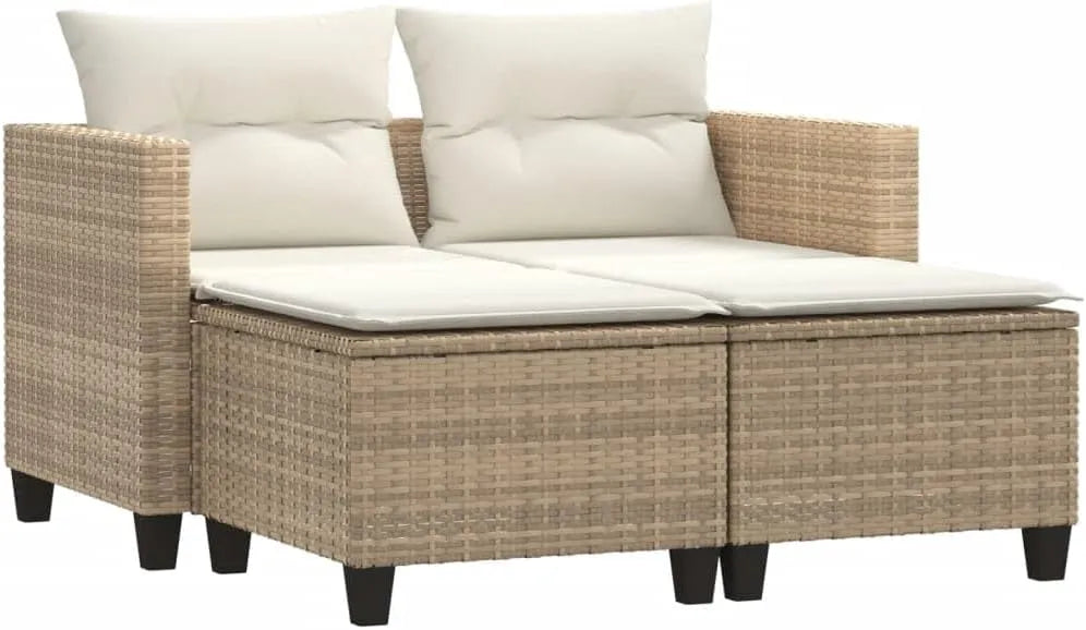 Sofa ogrodowa i sofa wypoczynkowa na taras — z technorattanu, 2-osobowa, beżowy