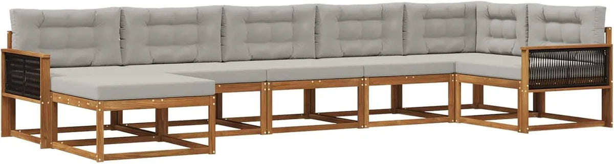 Sofa narożna — modułowa konstrukcja, z drewna, z podłokietnikami, z oparciem, z litego drewna, z metalu