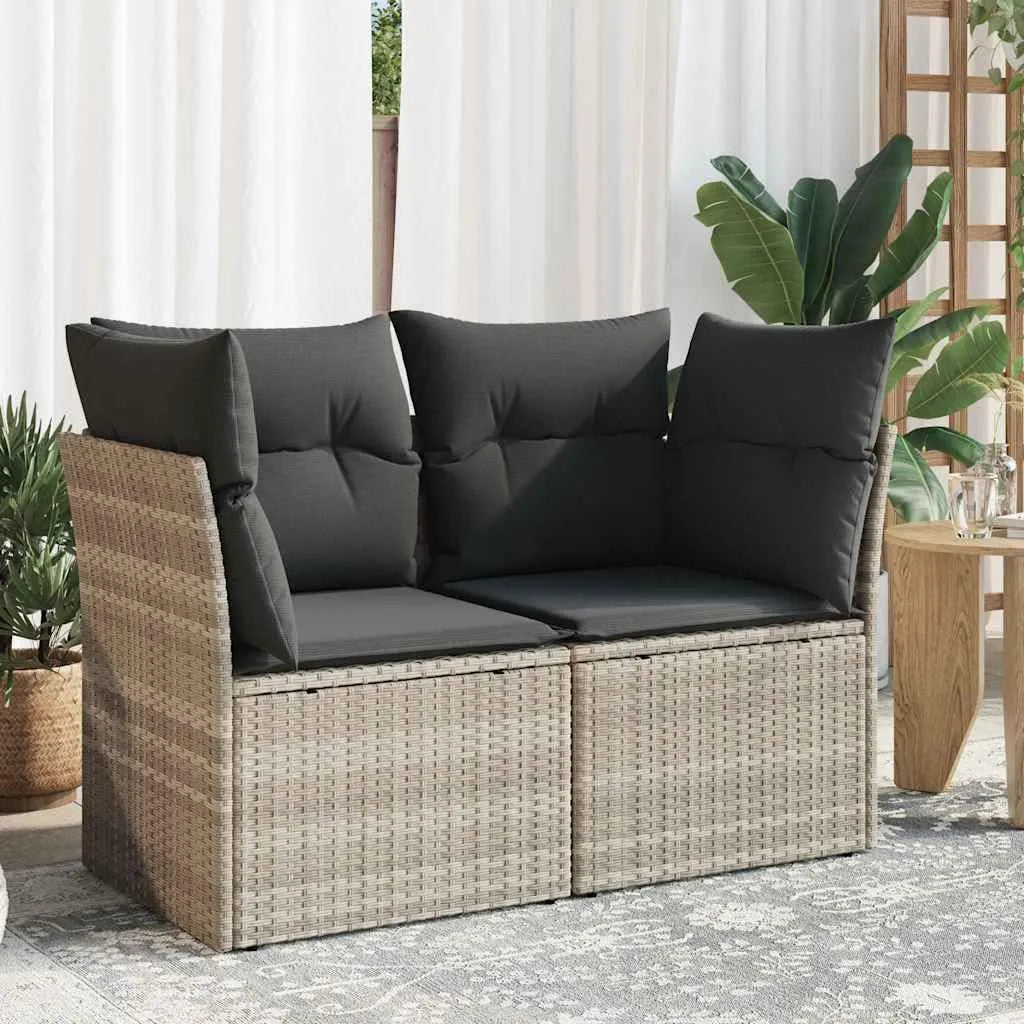 Sofa ogrodowa i sofa wypoczynkowa na taras — z poduszkami, z technorattanu, wodoodporna konstrukcja, 2-osobowa, 124 × 62 × 69 cm