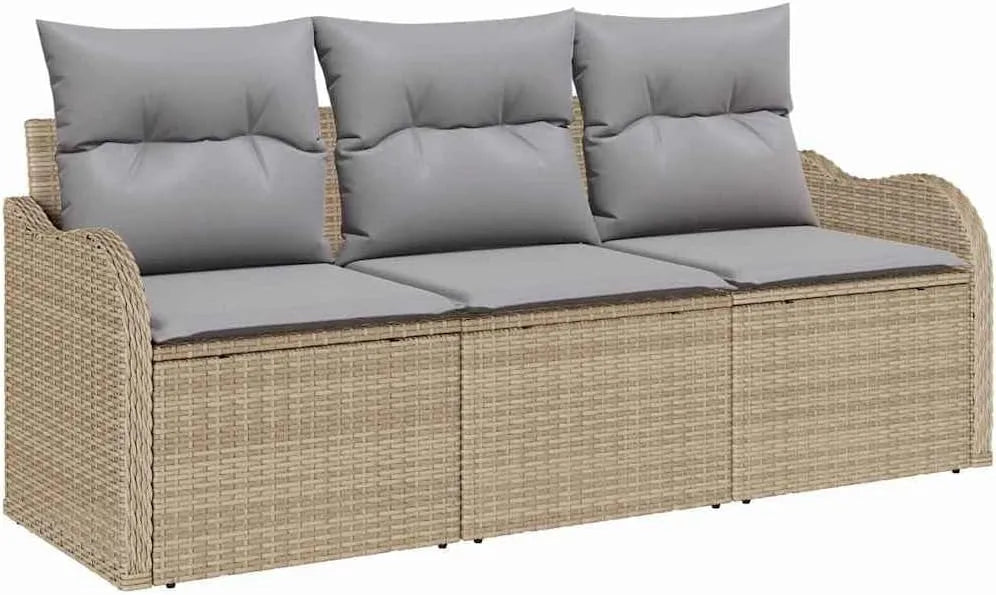 Sofa ogrodowa i sofa wypoczynkowa na taras – z poduszkami, z technorattanu, beżowy