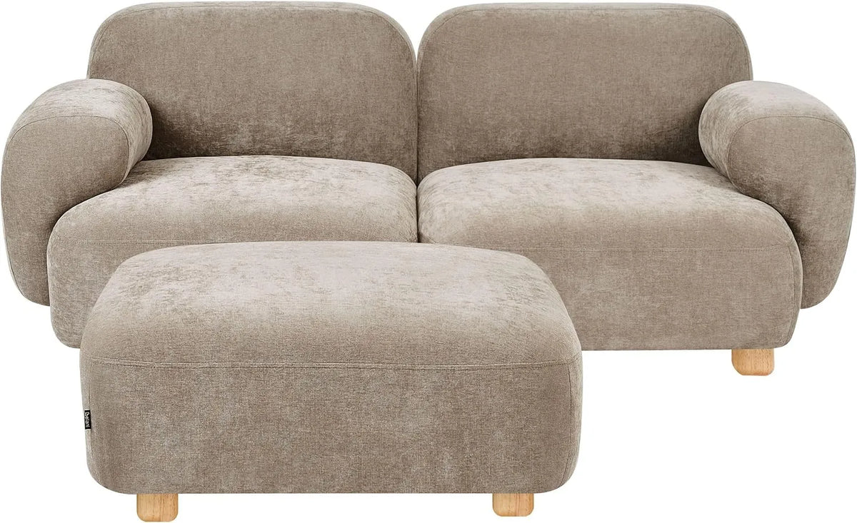 Sofa modułowa i modułowy zestaw wypoczynkowy: modułowa konstrukcja, tapicerka materiałowa, z drewna, 2-osobowa, beżowy, tapicerka materiałowa