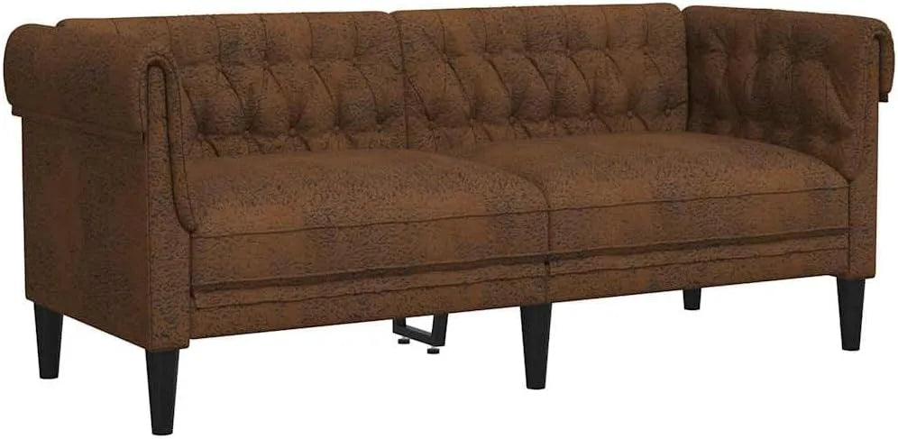 Sofa: tapicerka materiałowa, 2-osobowa, 2-osobowe, brązowy, tapicerka materiałowa