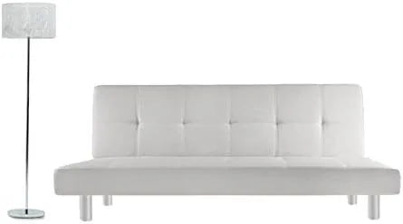 Sofa rozkładana i sofa z funkcją spania – Claudia, 3-osobowa, 180 × 80, biały, tapicerka skórzana