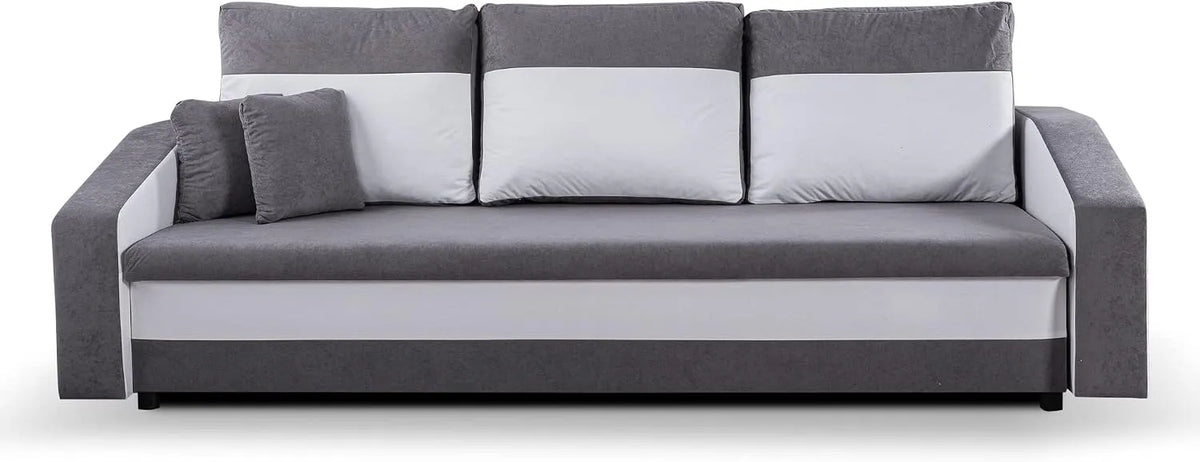 Sofa – z funkcją spania, 3-osobowa, 220 × 90 × 75 cm, szary