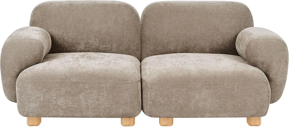 Sofa modułowa i modułowy zestaw wypoczynkowy — modułowa konstrukcja, tapicerka materiałowa, z drewna, 2-osobowa, beżowy, tapicerka materiałowa