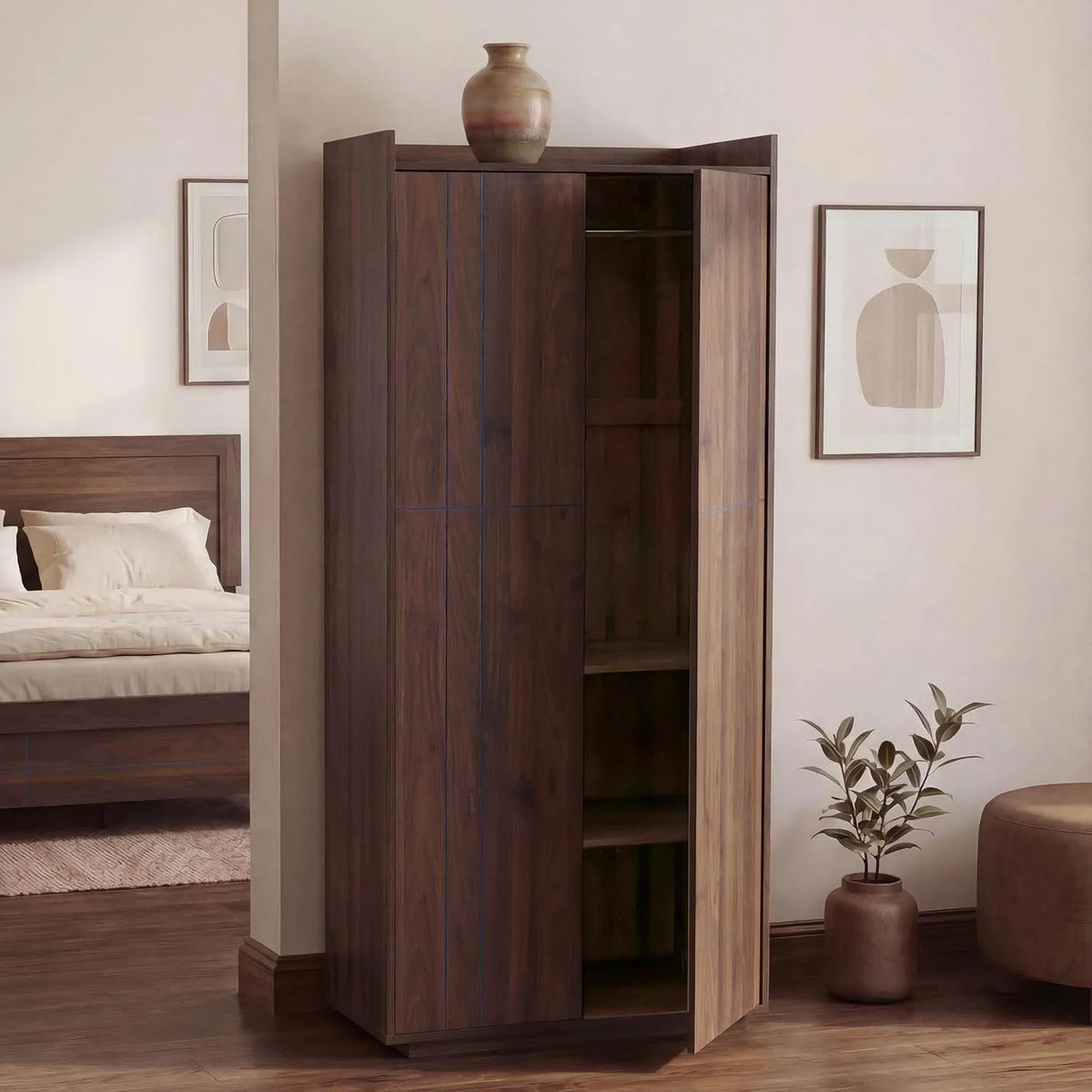 Szafa ubraniowa i garderoba – HWC-P44, 2 drzwi, 184 × 80 × 40 cm, z płyty MDF