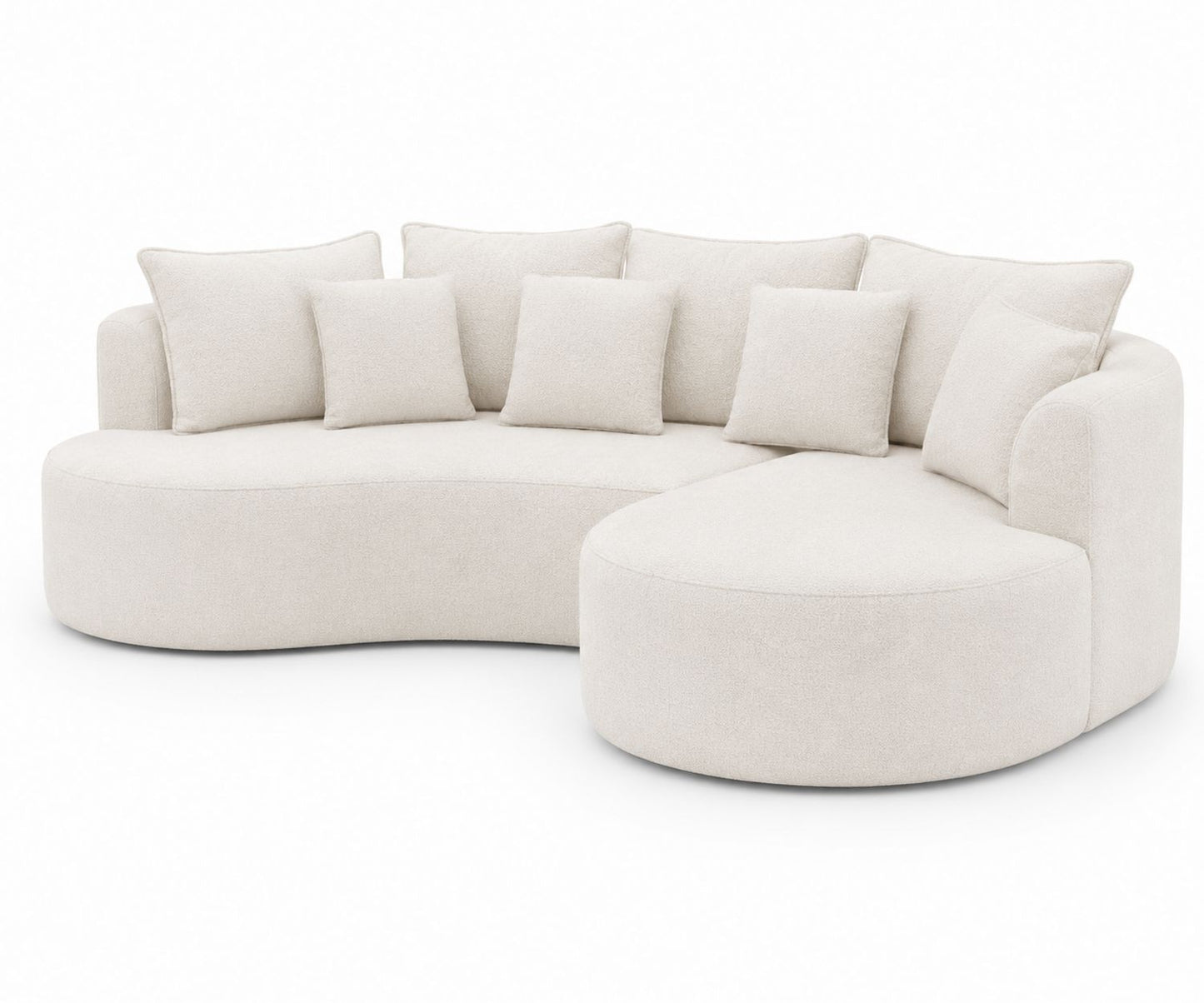 Beżowa Sofa Zakrzywiona Boucle