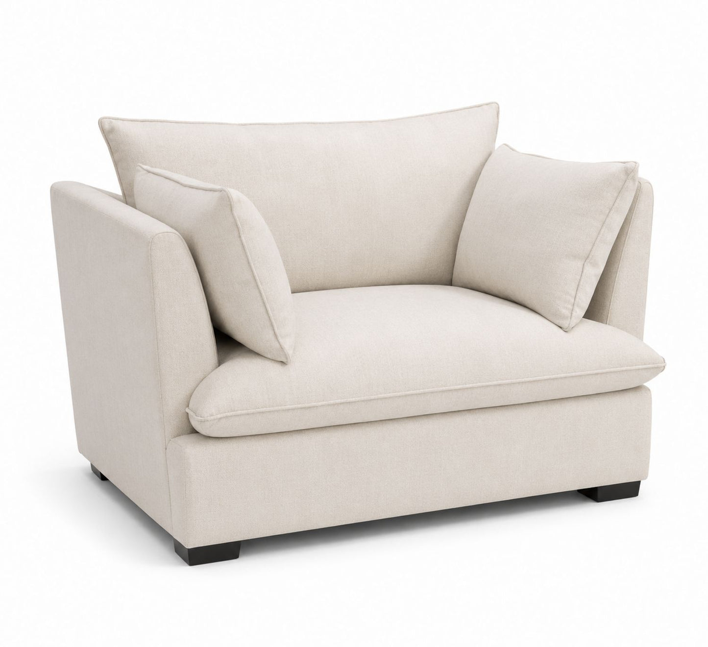 Sofa tapicerowana z poduszkami lniana beżowa