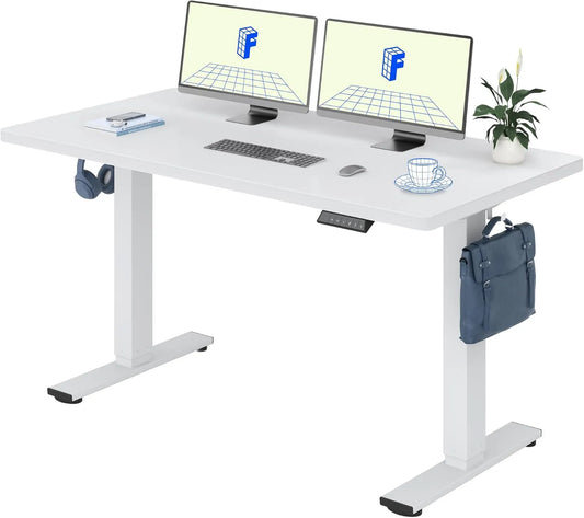 Biurko i stół komputerowy – EN1, 140 × 80 cm, biały, FLEXISPOT EN1