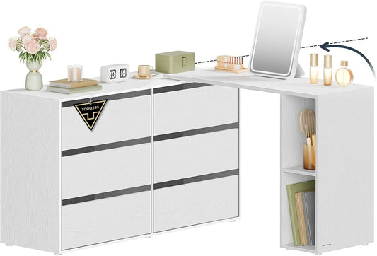 SONGMICS HOME LTS656W01 HOME Komoda i szafka do przechowywania — w kształcie litery L, z szafą