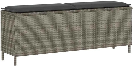 Ławka ogrodowa i ławka tarasowa z poduszką Szara 110x30x40: z poduszkami, z technorattanu, 110 × 30 × 40, 5 cm, szary