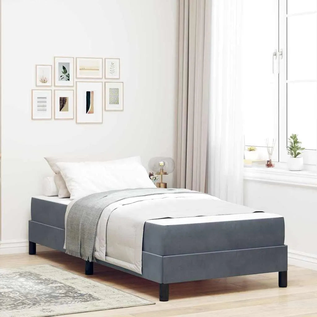 Łóżko kontynentalne z materacem – tapicerka materiałowa, z drewna, 80 × 210 cm, tapicerka materiałowa