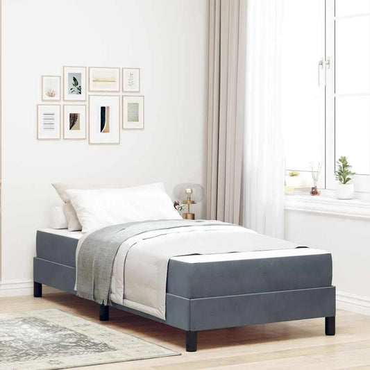 Łóżko kontynentalne z materacem – tapicerka materiałowa, z drewna, 80 × 210 cm, tapicerka materiałowa