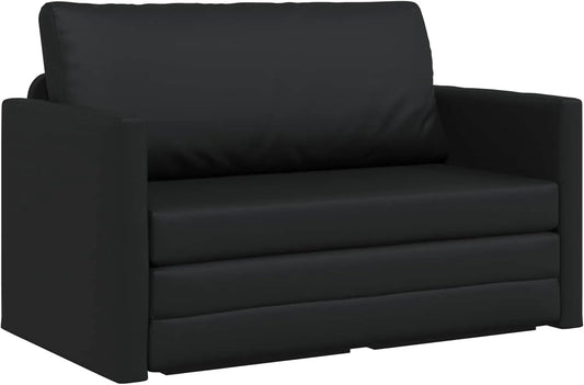 Sofa rozkładana i sofa z funkcją spania – kompaktowa konstrukcja, 124 × 71 × 78 cm, czarny, tapicerka skórzana