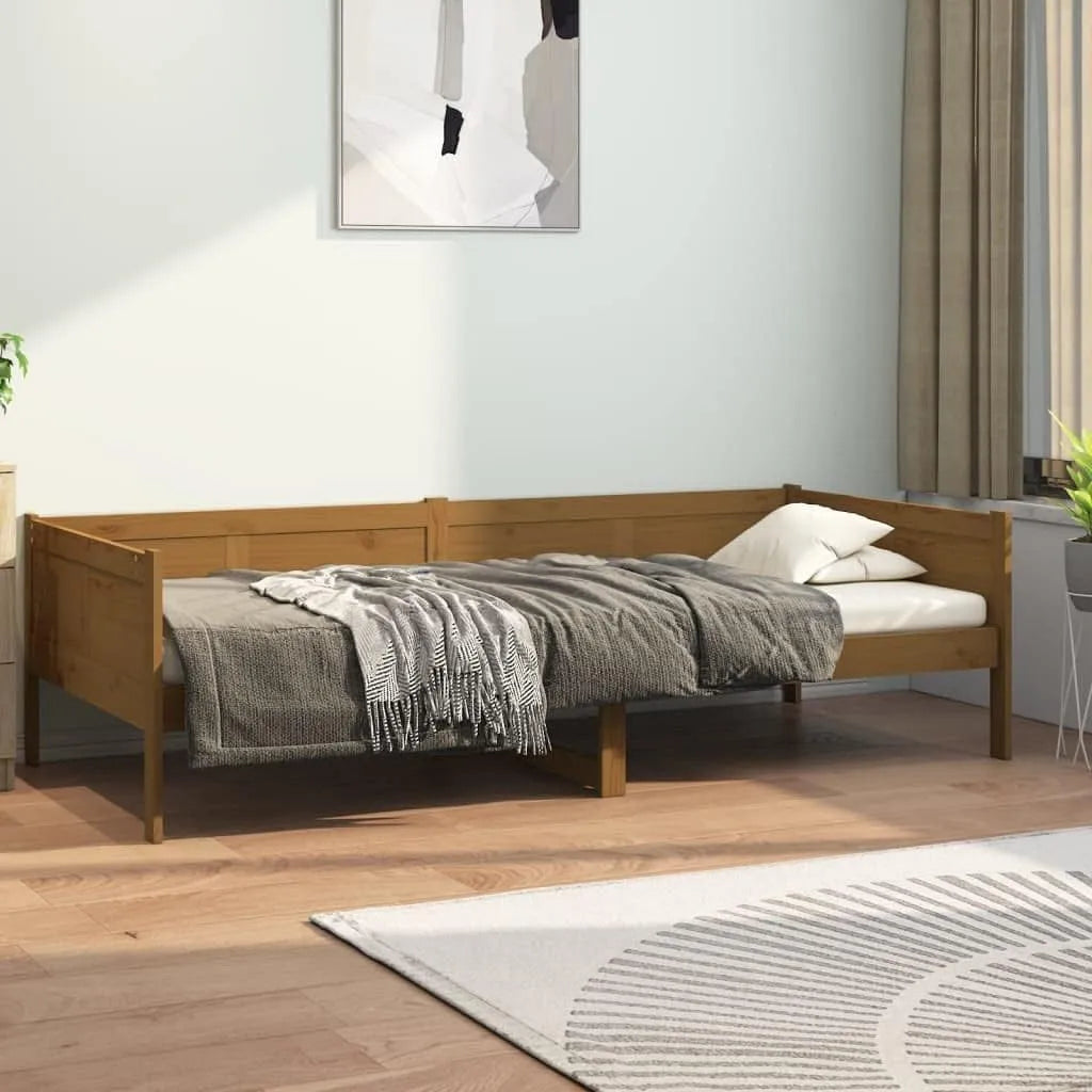 Sofa: z drewna, 90 × 190 cm, brązowy, tapicerka materiałowa