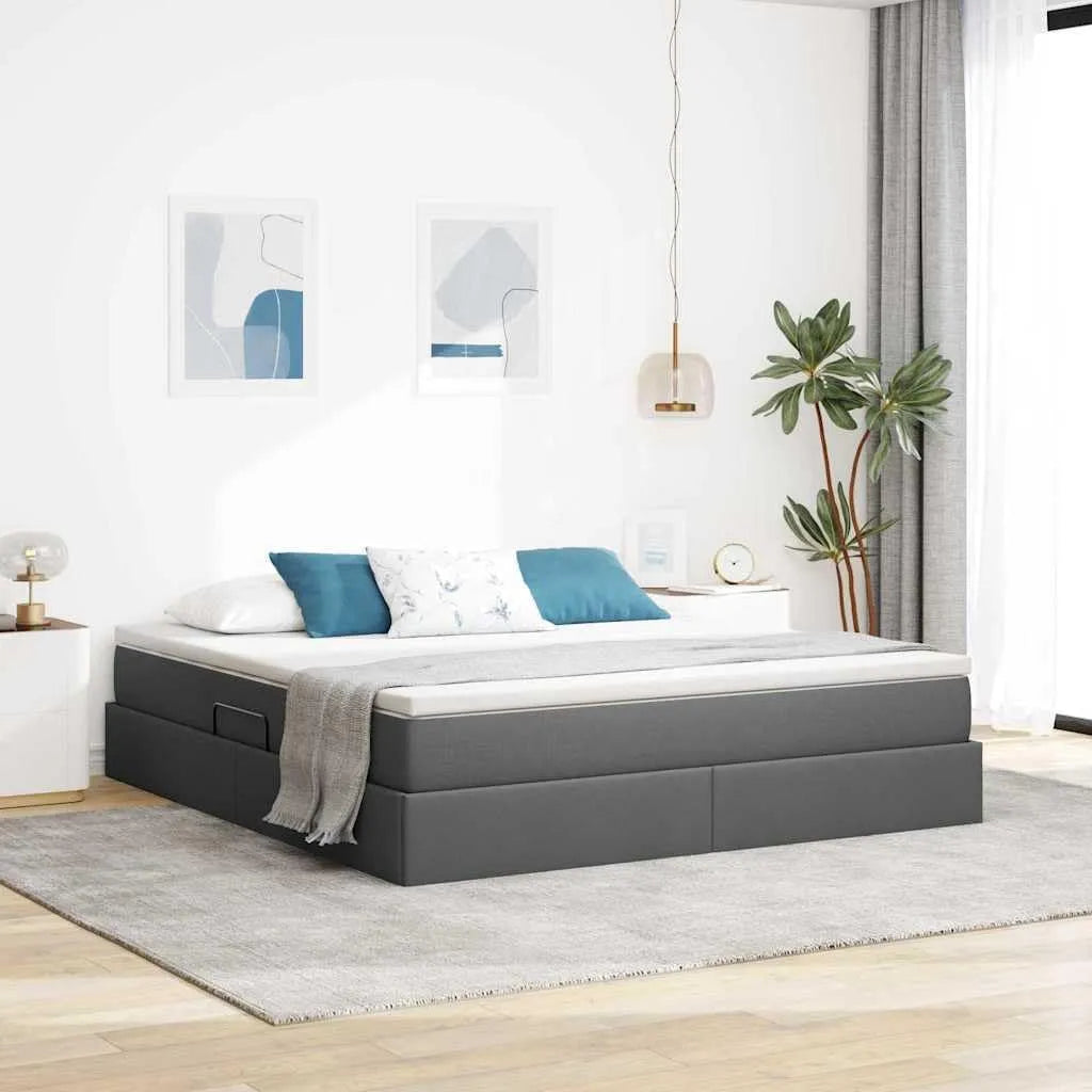 Nowoczesne łóżko do przechowywania z materacem – 180 × 200 cm, z metalu