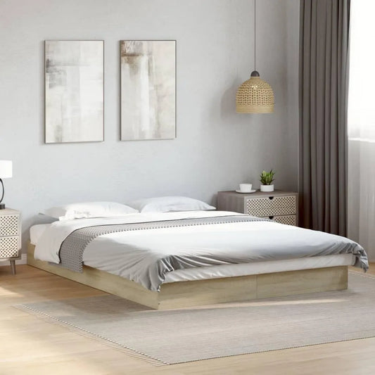 Rama łóżka i konstrukcja łóżka bez materaca: z drewna, 140 × 200 cm, tapicerka materiałowa