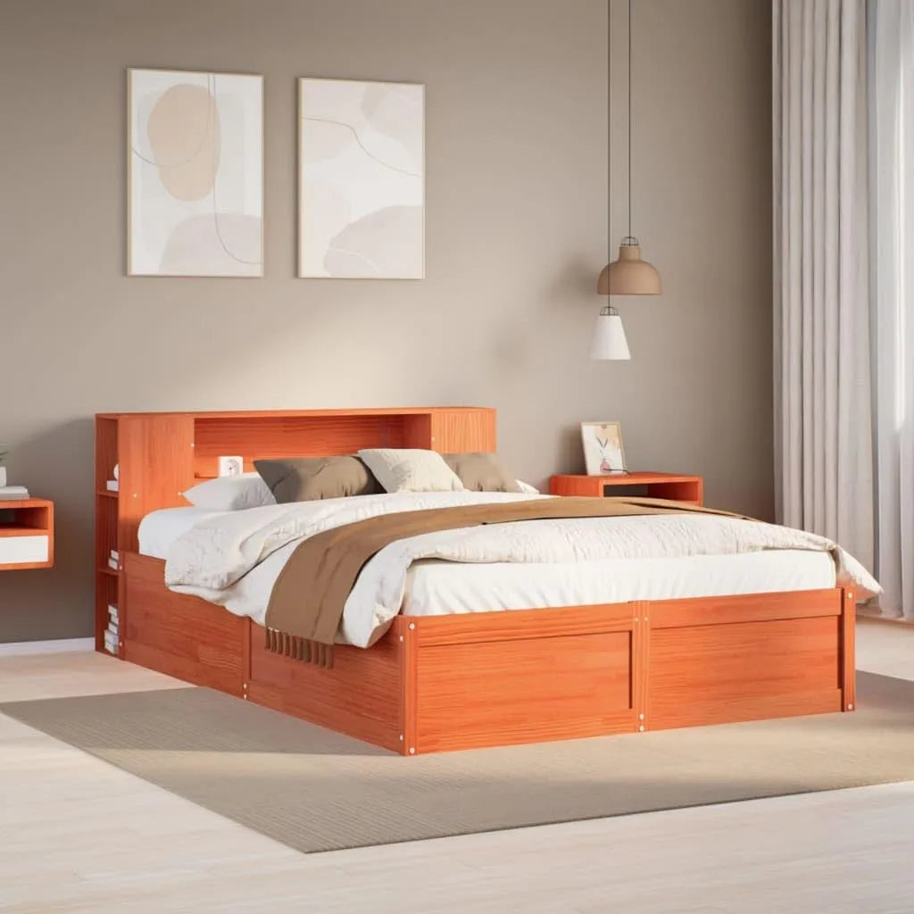 Łóżko z litego drewna – z drewna, 160 × 200 cm, tapicerka materiałowa