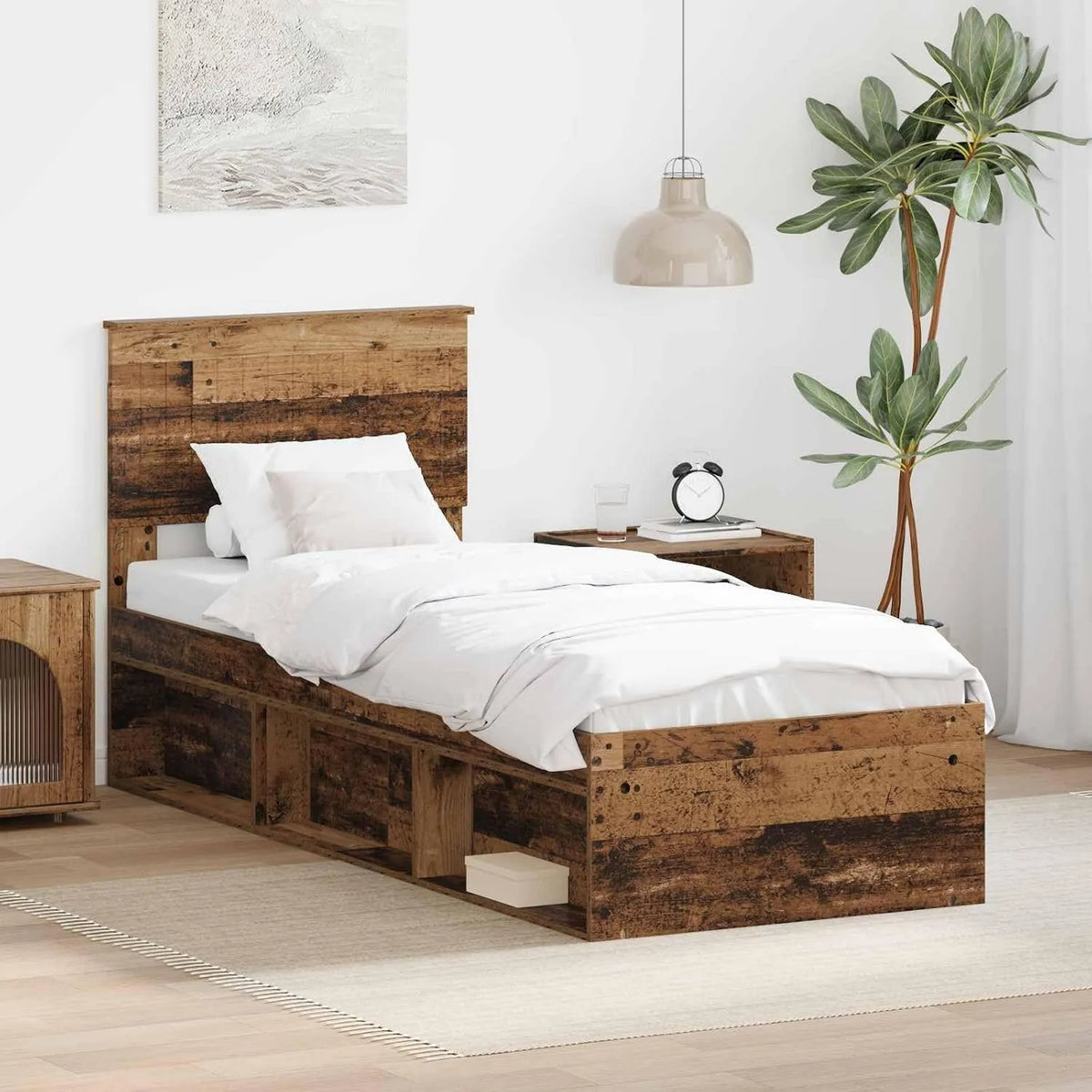 Zagłówek z litego drewna sosnowego – z drewna, 75 × 190 cm, tapicerka materiałowa