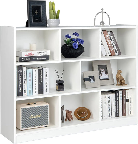 COSTWAY CB10403WH- Regał na książki i regał stojący dziecięcy: CB10403WH-GMDE, z drewna, 122 × 32 × 93 cm, biały