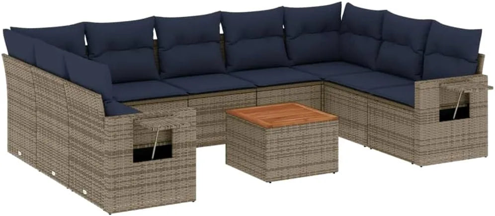 Sofa: modułowa konstrukcja, odporny na warunki atmosferyczne, z technorattanu, szary