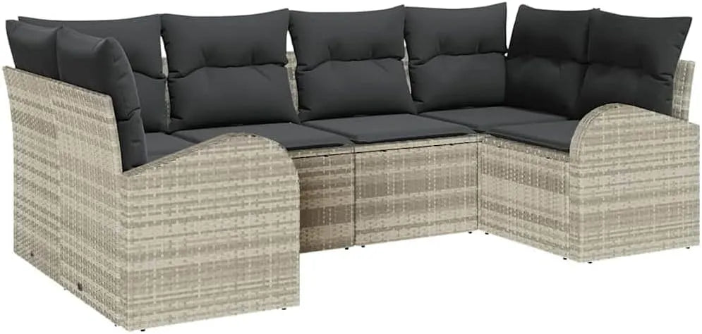 Sofa ogrodowa i sofa wypoczynkowa na taras – z poduszkami, z technorattanu, 6 pièces