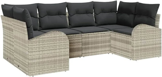 Sofa ogrodowa i sofa wypoczynkowa na taras – z poduszkami, z technorattanu, 6 pièces