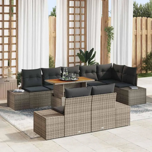 Sofa narożna – z drewna, z technorattanu, szary