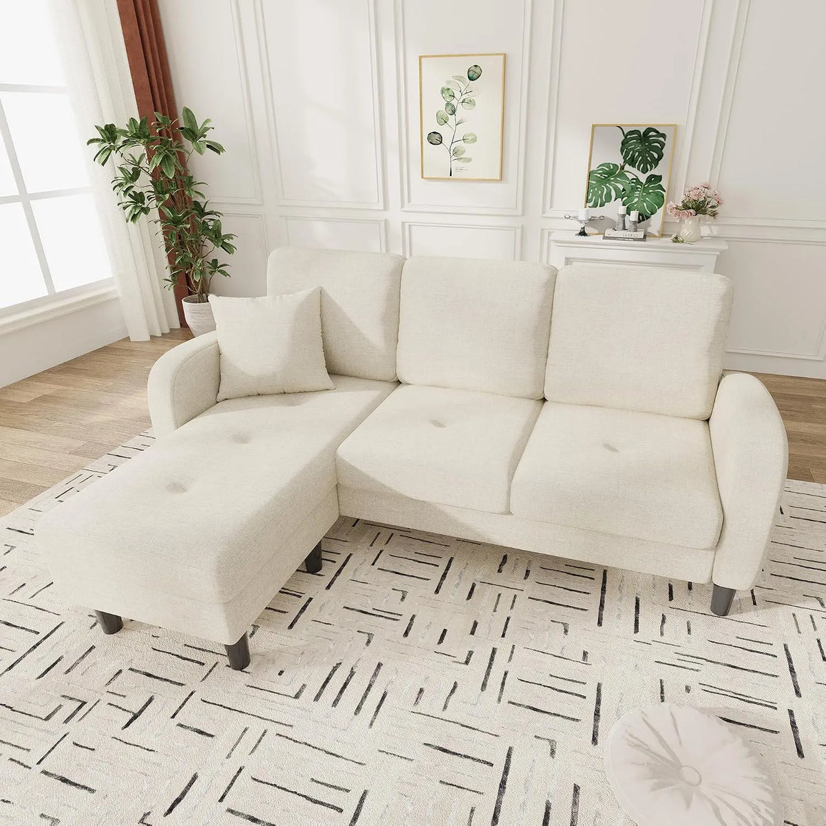 Sofa narożna – modułowa konstrukcja, w kształcie litery L, 3-osobowa, 166 × 118 × 77 cm