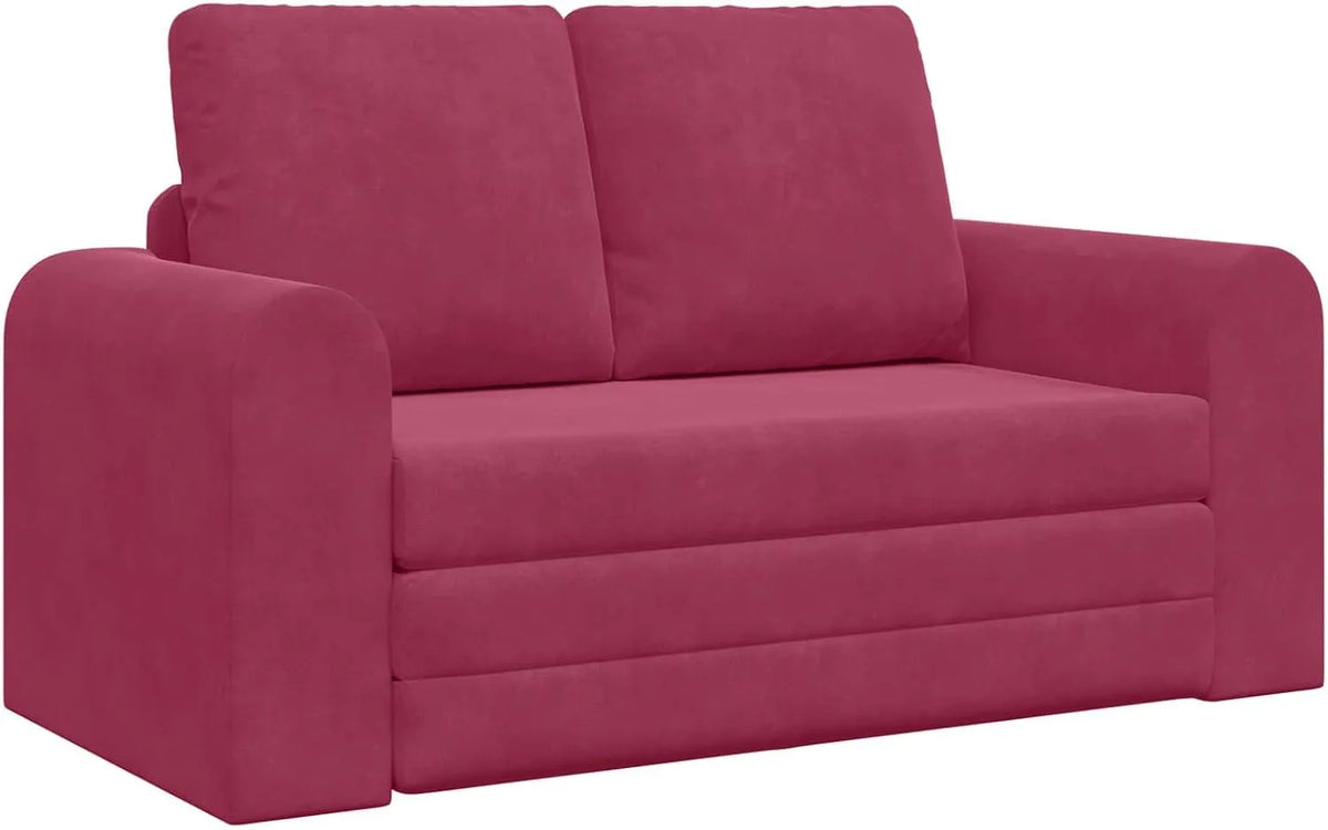 Sofa rozkładana i sofa z funkcją spania: tapicerka aksamitna, 148 × 71 × 83 cm, czerwony