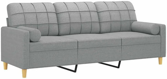 Sofa – tapicerka materiałowa, z poduszkami, 3-osobowa, 180 cm, tapicerka materiałowa