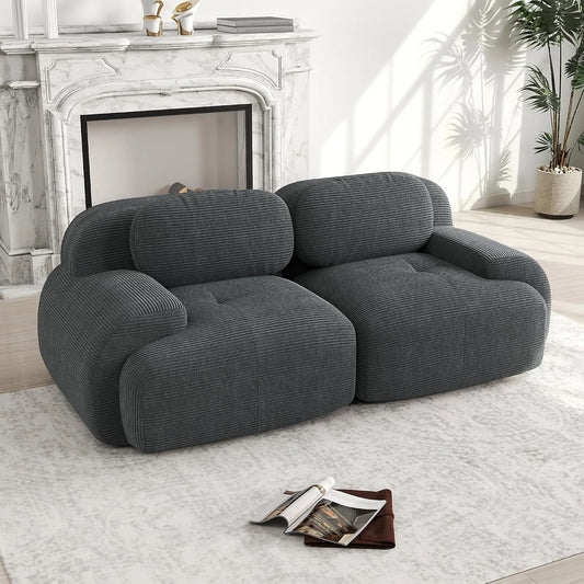 Sofa – A-2, ze sztruksu, 2-osobowa, szary