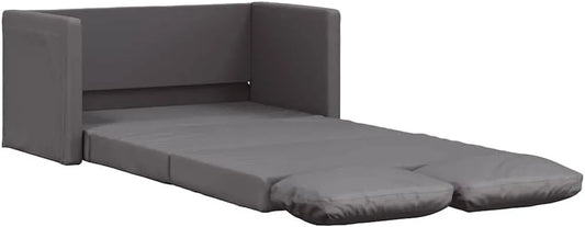 Sofa – z funkcją spania, 112 × 174 × 55 cm, szary, rozkładana konstrukcja, tapicerka skórzana