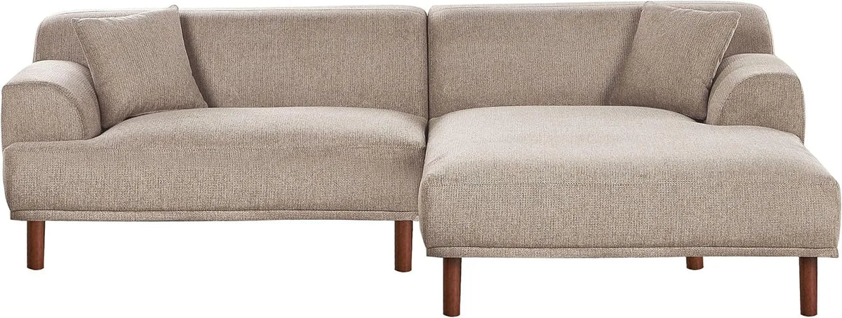 Sofa narożna: tapicerka materiałowa, beżowy, tapicerka materiałowa