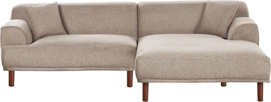 Sofa narożna: tapicerka materiałowa, beżowy, tapicerka materiałowa