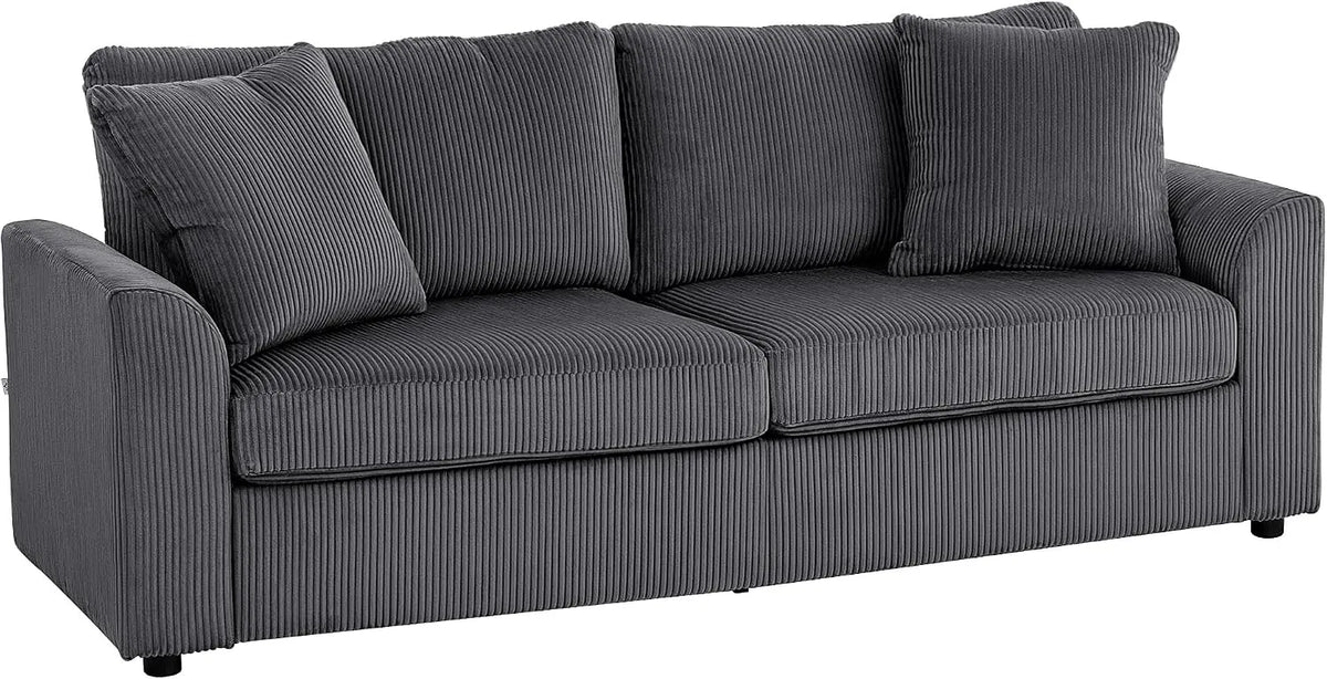 HOMCOM Sofa: ze sztruksu, z podłokietnikami, z poduszkami, 3-osobowa, 212 × 80 × 88 cm, 450 kg