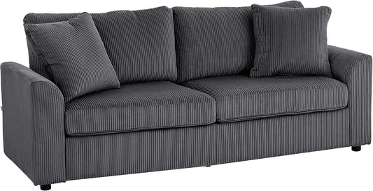 HOMCOM Sofa: ze sztruksu, z podłokietnikami, z poduszkami, 3-osobowa, 212 × 80 × 88 cm, 450 kg