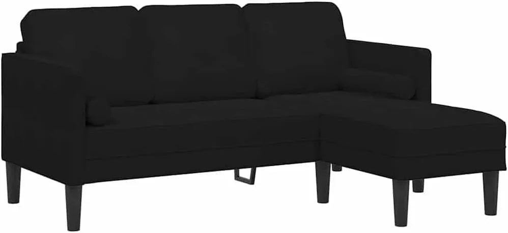Sofa – modułowa konstrukcja, z poduszkami, tapicerka aksamitna, czarny