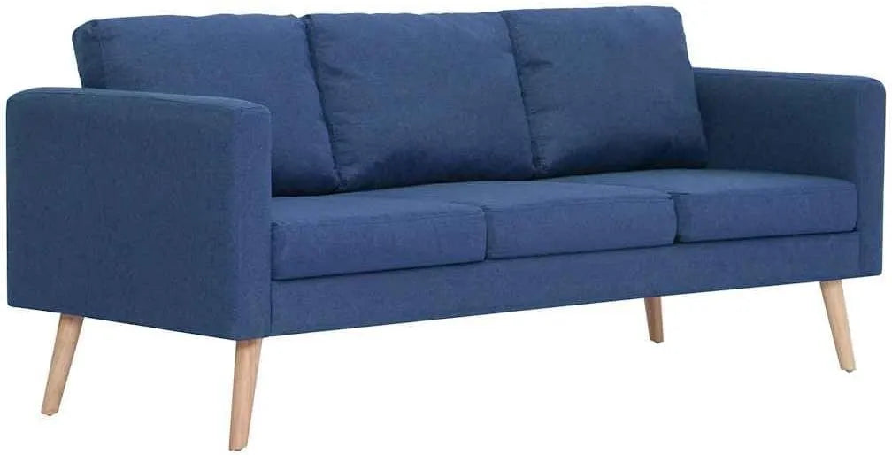 Sofa – tapicerka materiałowa, 3-osobowa, niebieski, tapicerka materiałowa