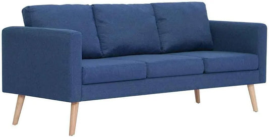 Sofa – tapicerka materiałowa, 3-osobowa, niebieski, tapicerka materiałowa