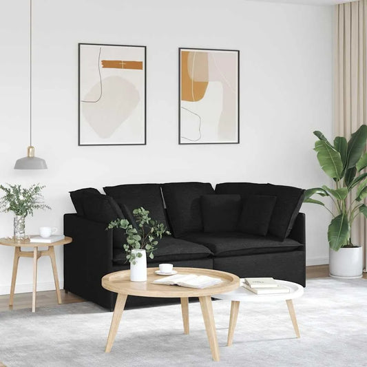 Sofa: modułowa konstrukcja, z poduszkami, czarny, z metalu