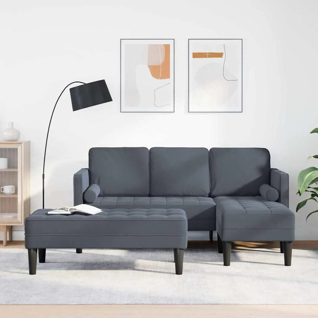 Sofa narożna: modułowa konstrukcja, tapicerka materiałowa, z podłokietnikami, tapicerka aksamitna, tapicerka materiałowa