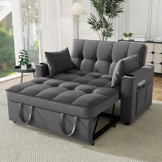 Sofa – z funkcją spania, tapicerka aksamitna, do użytku domowego, 2-osobowa, 150 kg, rozkładana konstrukcja