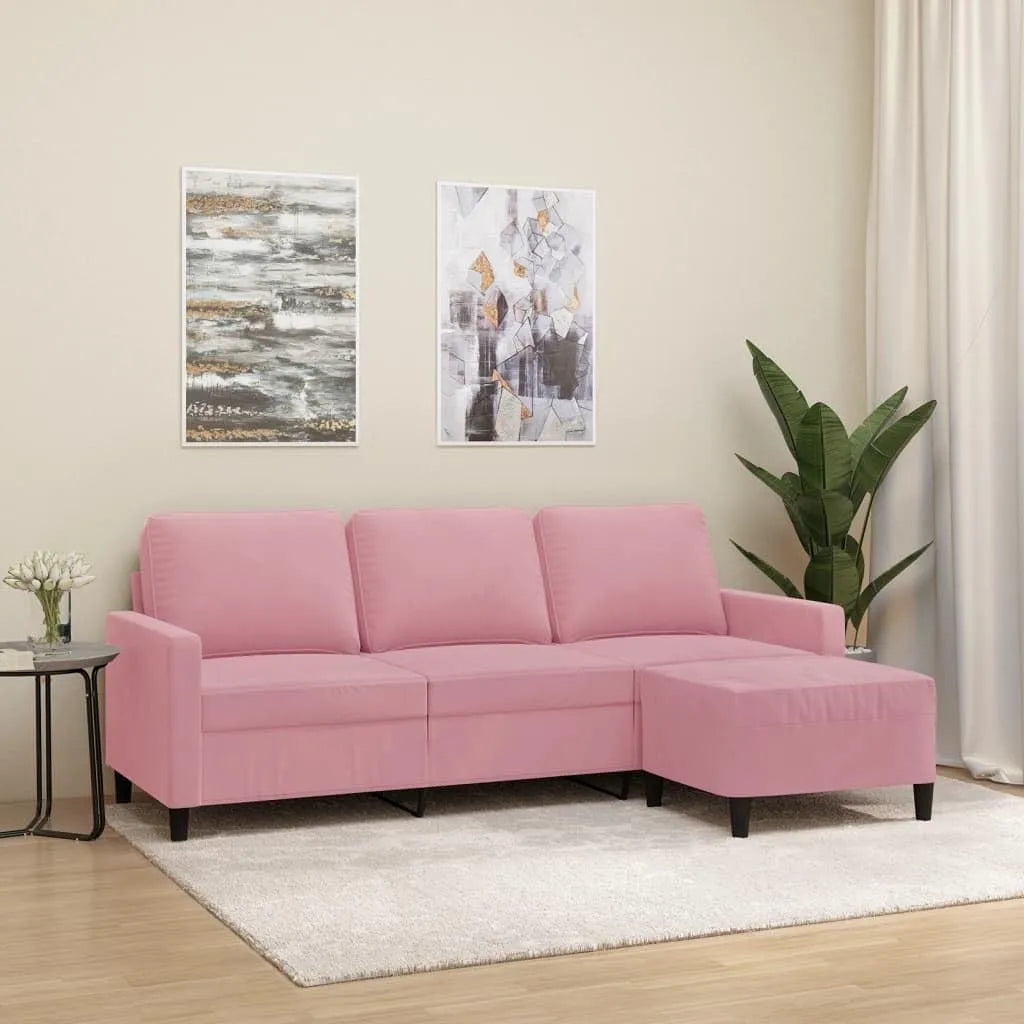 Sofa — tapicerka aksamitna, 3-osobowa, 180 cm, różowy, tapicerka materiałowa