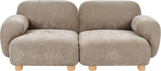 Sofa modułowa i modułowy zestaw wypoczynkowy — modułowa konstrukcja, tapicerka materiałowa, z drewna, 2-osobowa, beżowy, tapicerka materiałowa