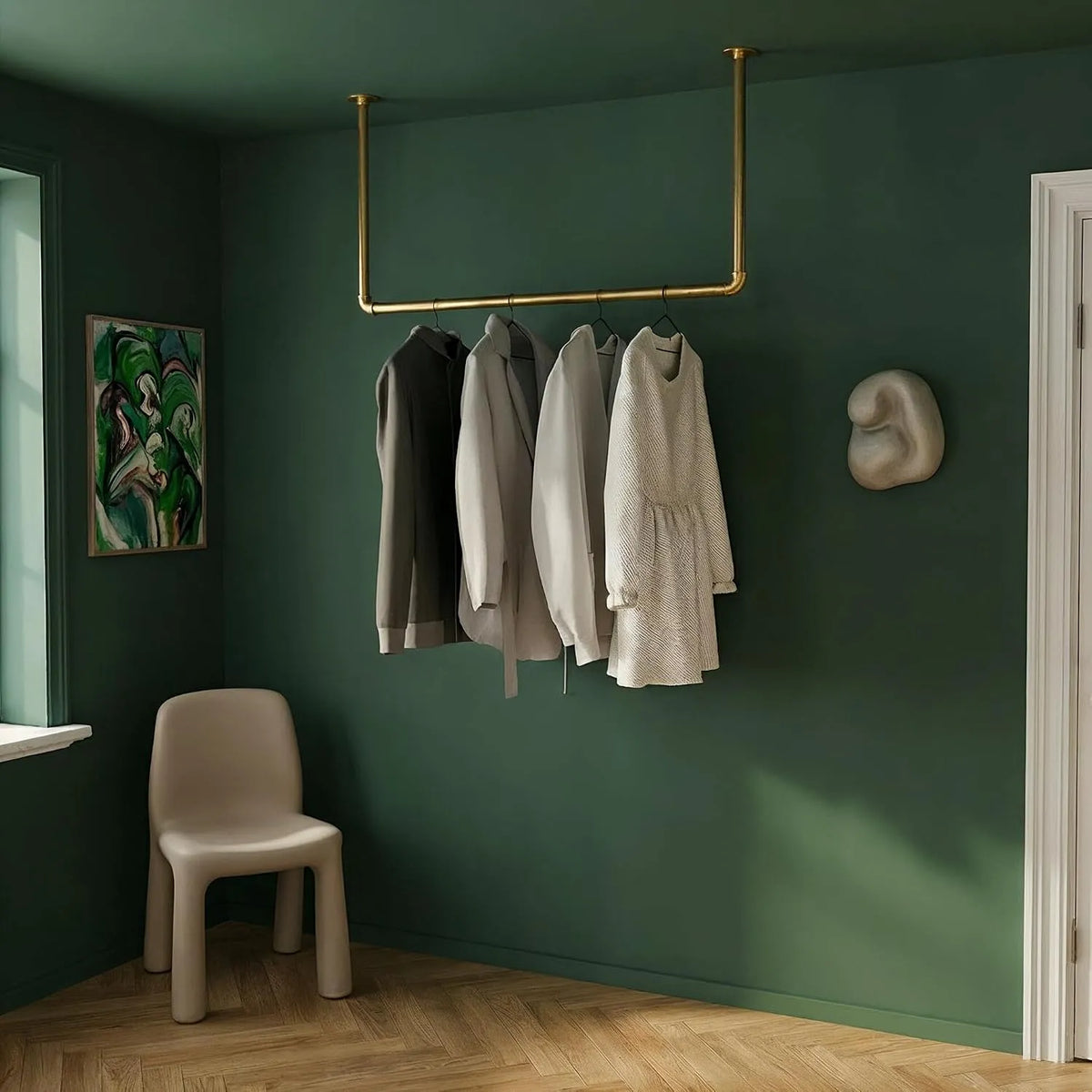 pamo Drążek na ubrania HANG LOW montaż sufitowy: z drążkiem na ubrania, 105 × 54 cm, złoty