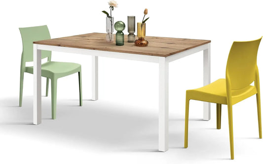 DESIGN Stół rozkładany Michelle — 120 × 80 × 75, biały, z metalu